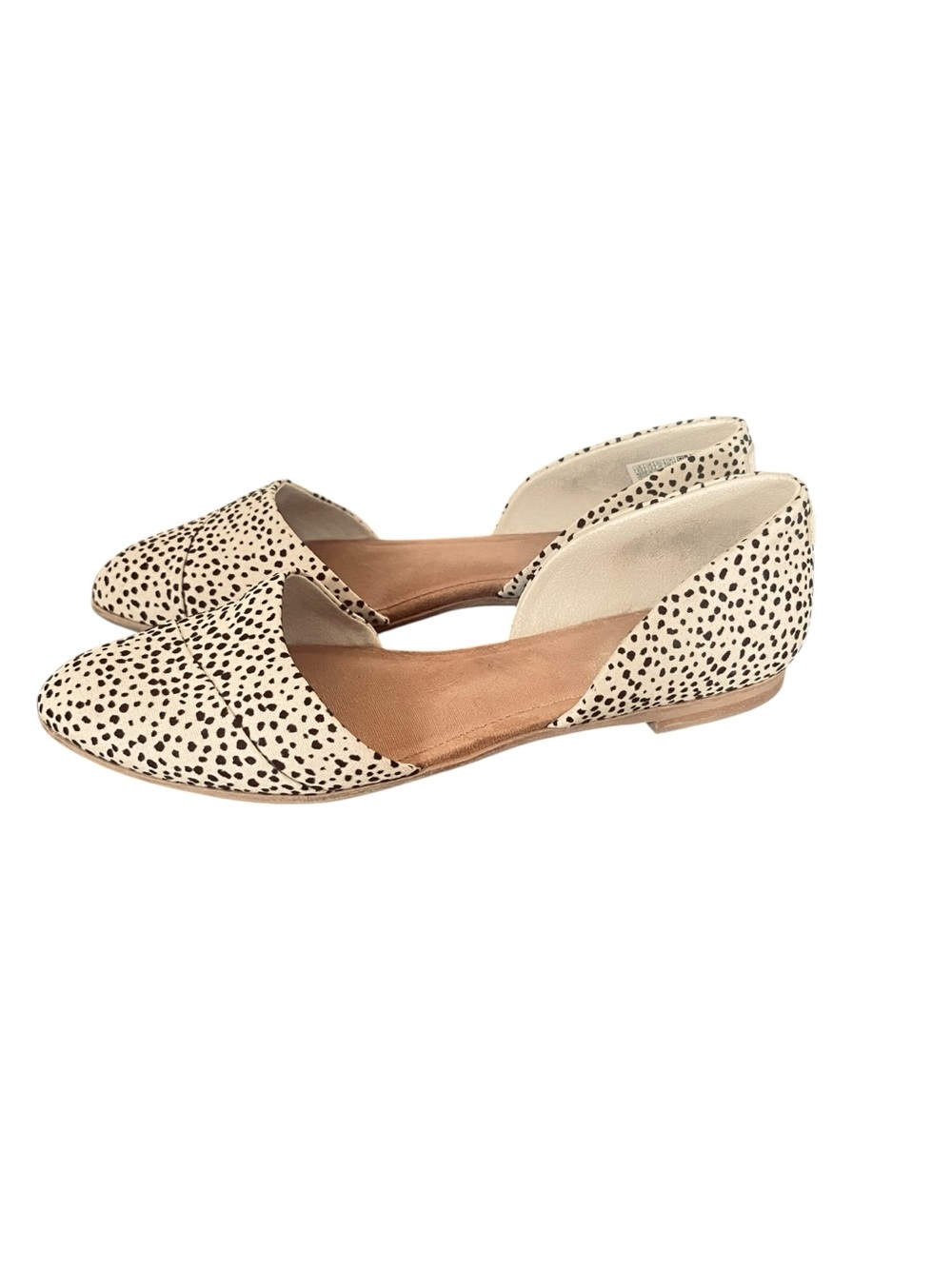 Toms Cream and Black D'Orsay Spotted Flats